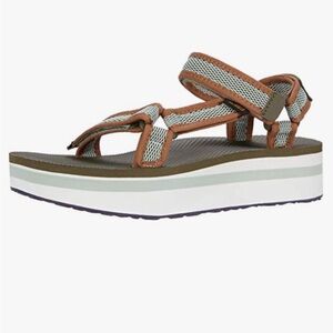 Teva Flatform Universal Mesh Print Women's Wedge Sandal Dark Olive SeaFoam
